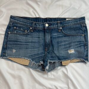 rag & bone Blue Distressed Jean Shorts